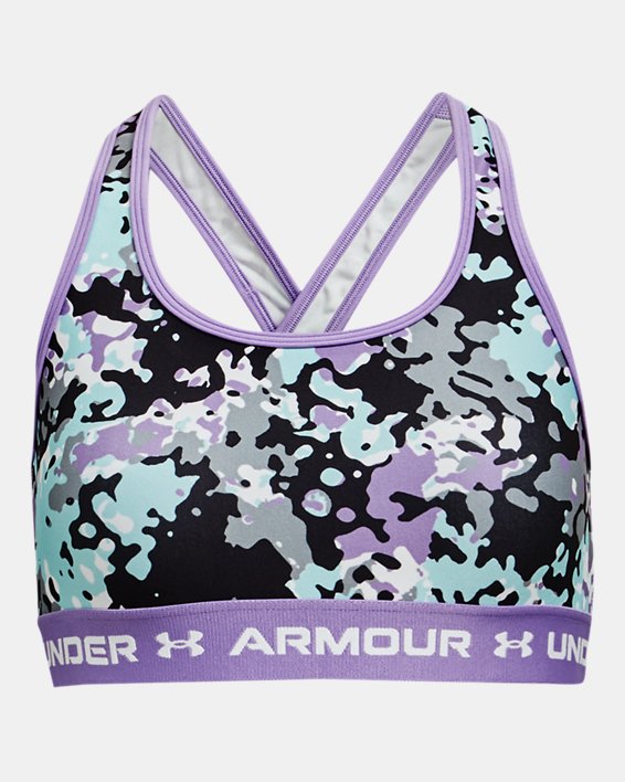 Girls' UA Crossback Printed Sports Bra in Purple image number 0